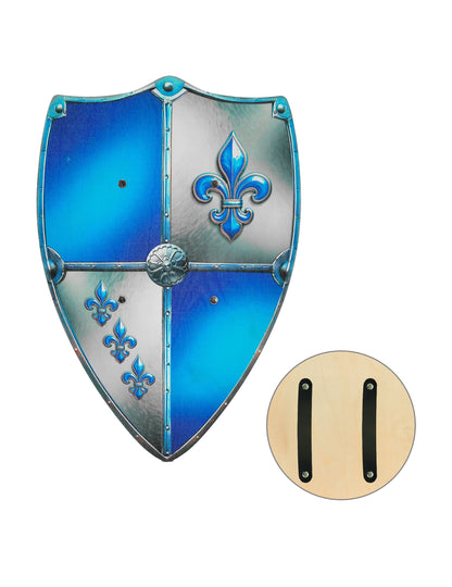 Bouclier en bois fleur de lys bleu
