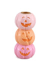 Portavelas de resina con 3 calabazas sonrientes 13 cm