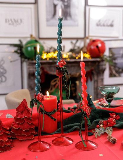 Candelabro Elegance de vidrio rojo 8,5 x 15 cm
