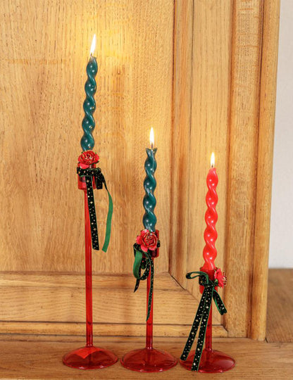 Candelabro Elegance de vidrio rojo 8,5 x 15 cm