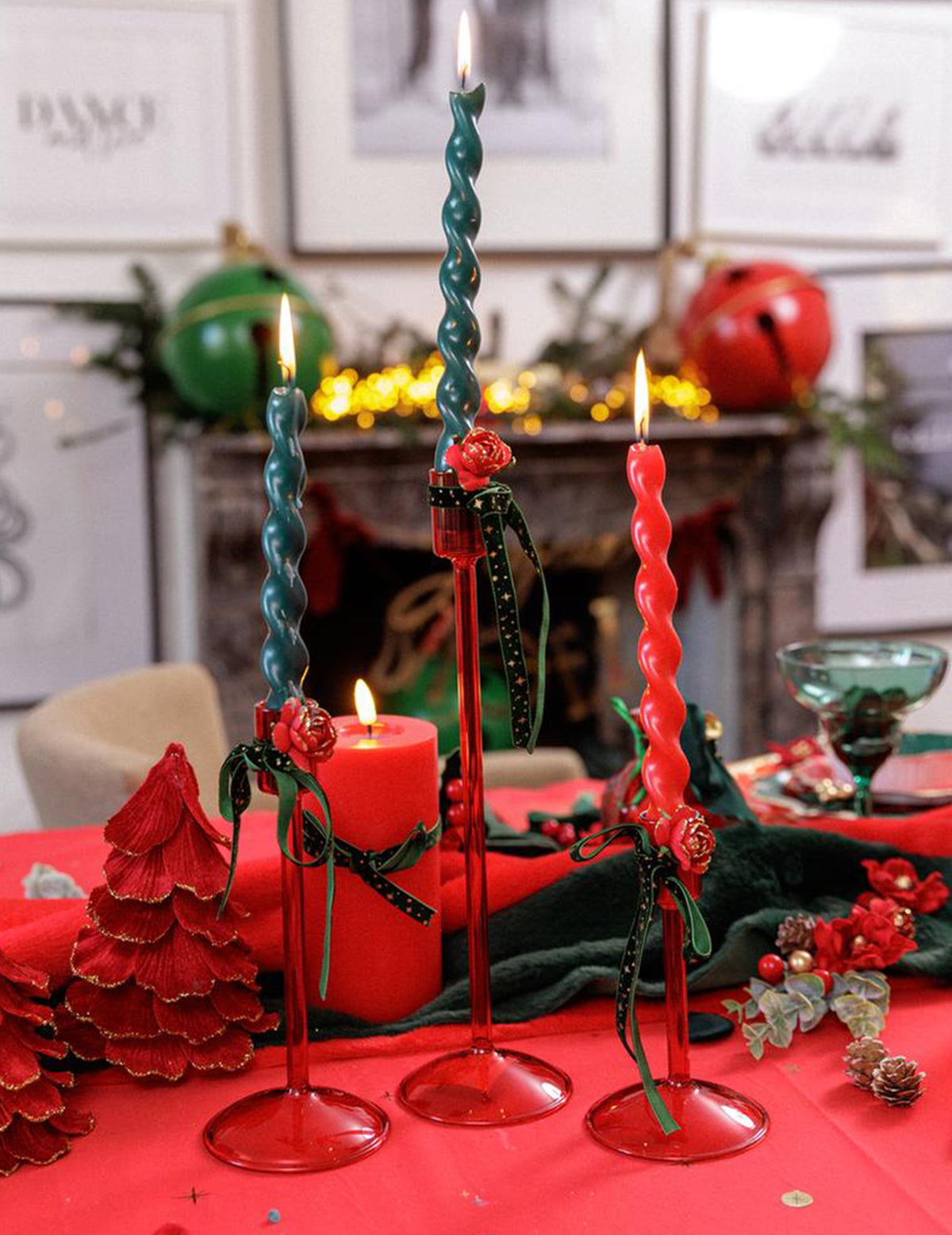 Candelabro Elegance de vidrio rojo 8,5 x 20 cm