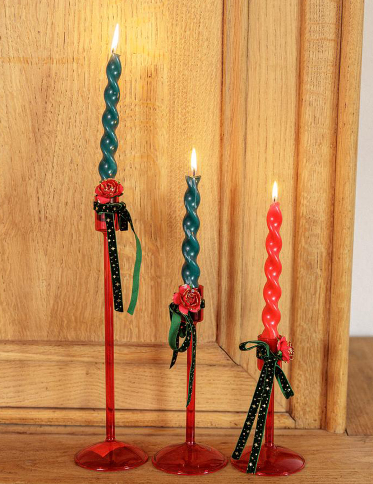 Candelabro Elegance de vidrio rojo 8,5 x 20 cm