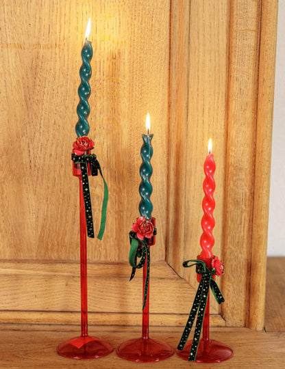 Candelabro Elegance de vidrio rojo 8,5 x 20 cm