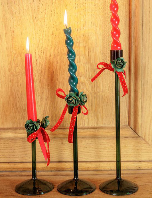 Candelabro Elegance de vidrio verde oscuro 8,5 x 15 cm