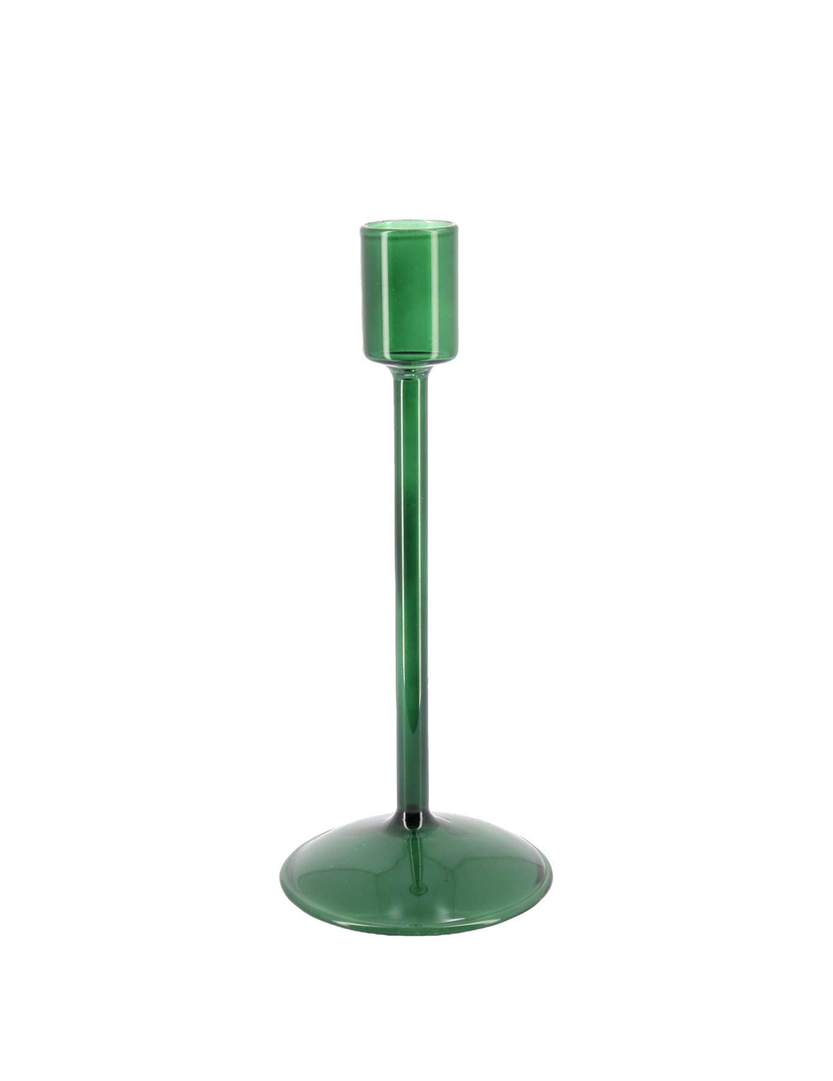 Portavelas Elegancia de cristal verde oscuro 20 cm