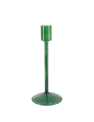 Portavelas Elegancia de cristal verde oscuro 20 cm
