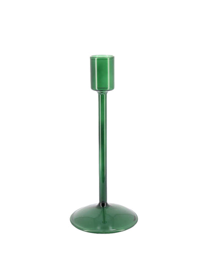 Portavelas Elegancia de cristal verde oscuro 20 cm
