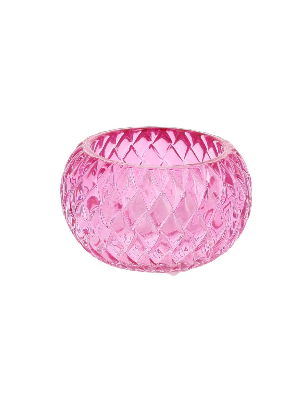 Portavelas de cristal rosa 7,5 x 4 cm