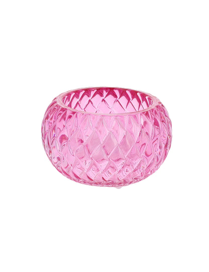Portavelas de cristal rosa 7,5 x 4 cm