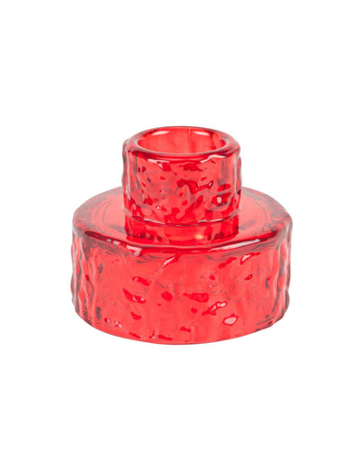 Portavelas de vidrio rojo 6,5 x 5,3 cm