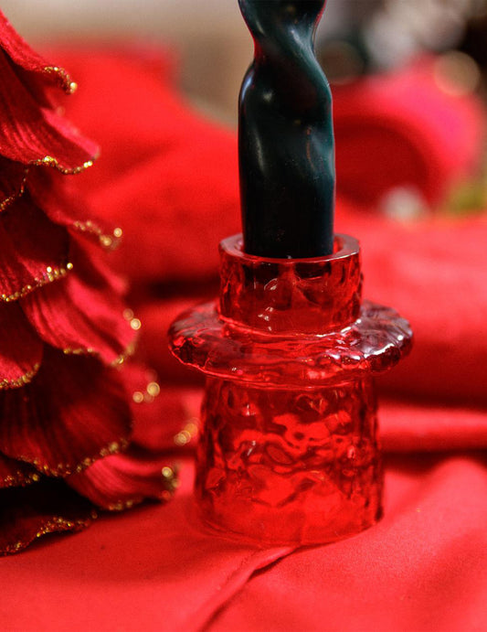 Portavelas de cristal rojo 6 x 7 cm