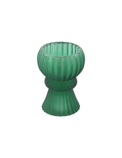 Portavelas de cristal verde oscuro 5 x 8,5 cm