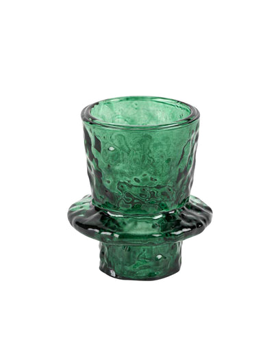 Portavelas de cristal verde oscuro 6 x 7 cm