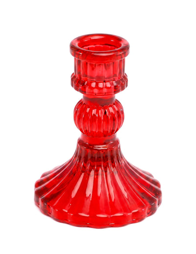 Candelabro para vela de vidrio vintage rojo 8 x 10,5 cm