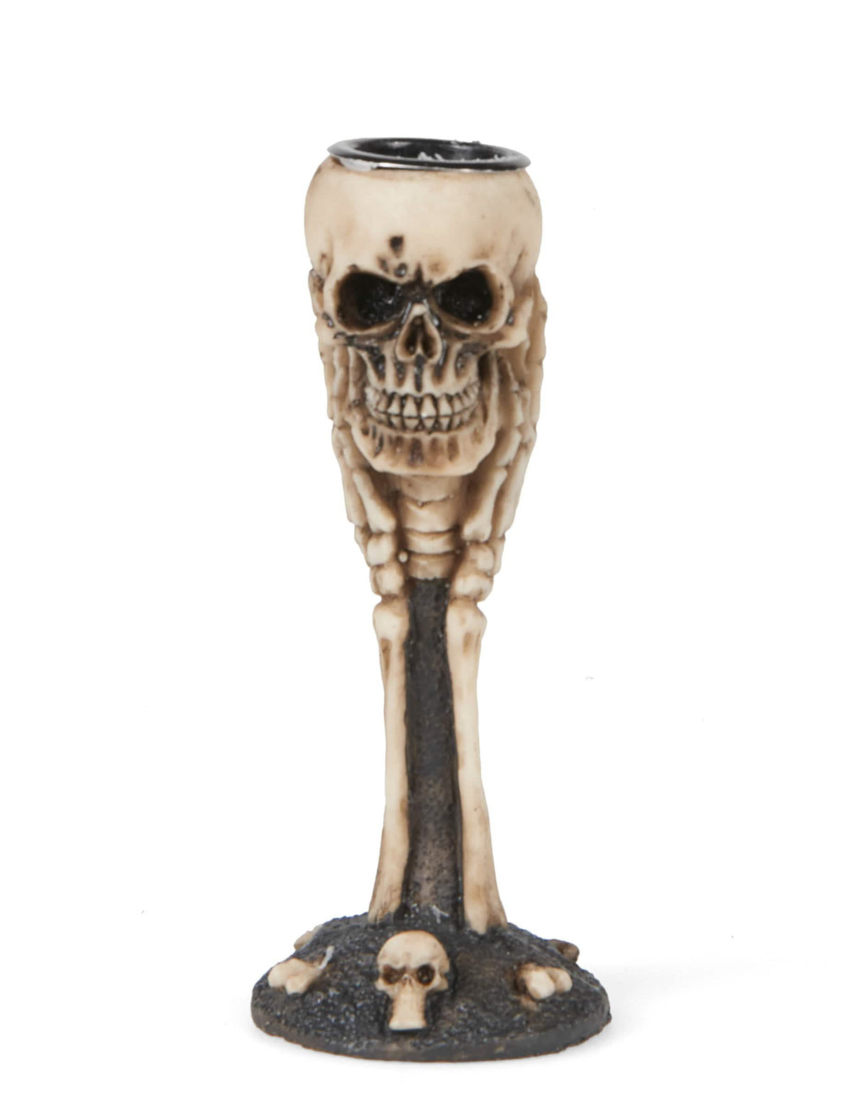 Bougeoir os et crânes pour Halloween beige et noir