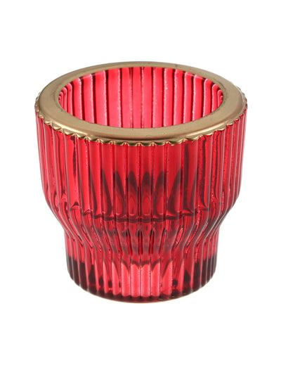 Candelabro reversible cónico de vidrio rojo 5,5 x 5 cm
