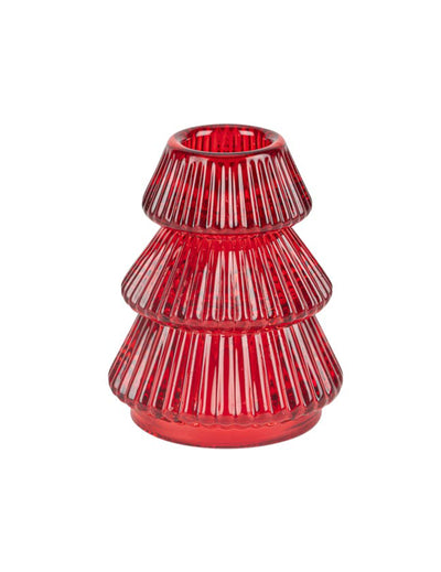 Portavelas Abeto de cristal rojo 6,3 x 8 cm