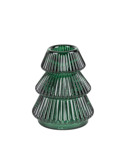 Portavelas de abeto en vidrio verde oscuro 6,3 x 8 cm