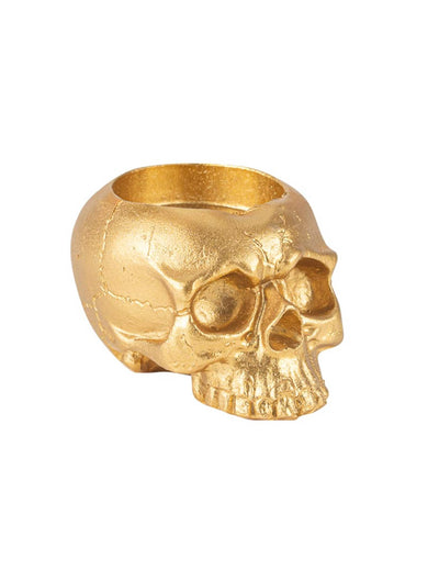 Portavelas de calavera de resina dorada 8 x 6 cm