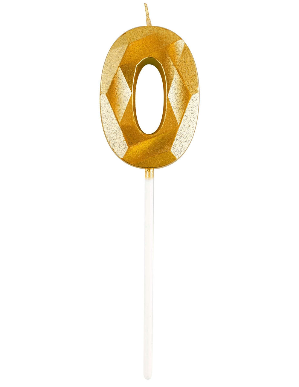 Detalle del número 0 de la vela número efecto diamante para cumpleaños