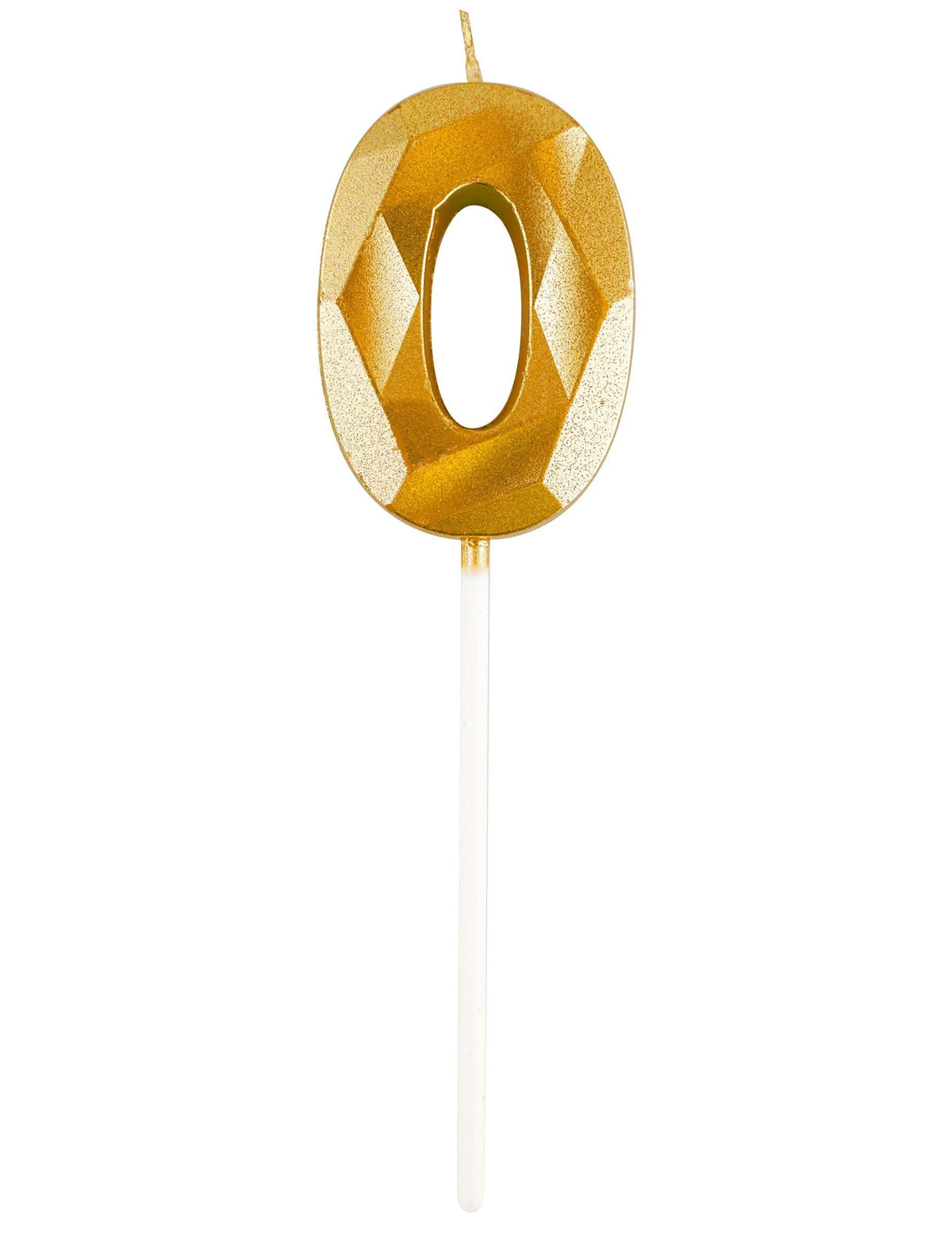 Detalle del número 0 de la vela número efecto diamante para cumpleaños