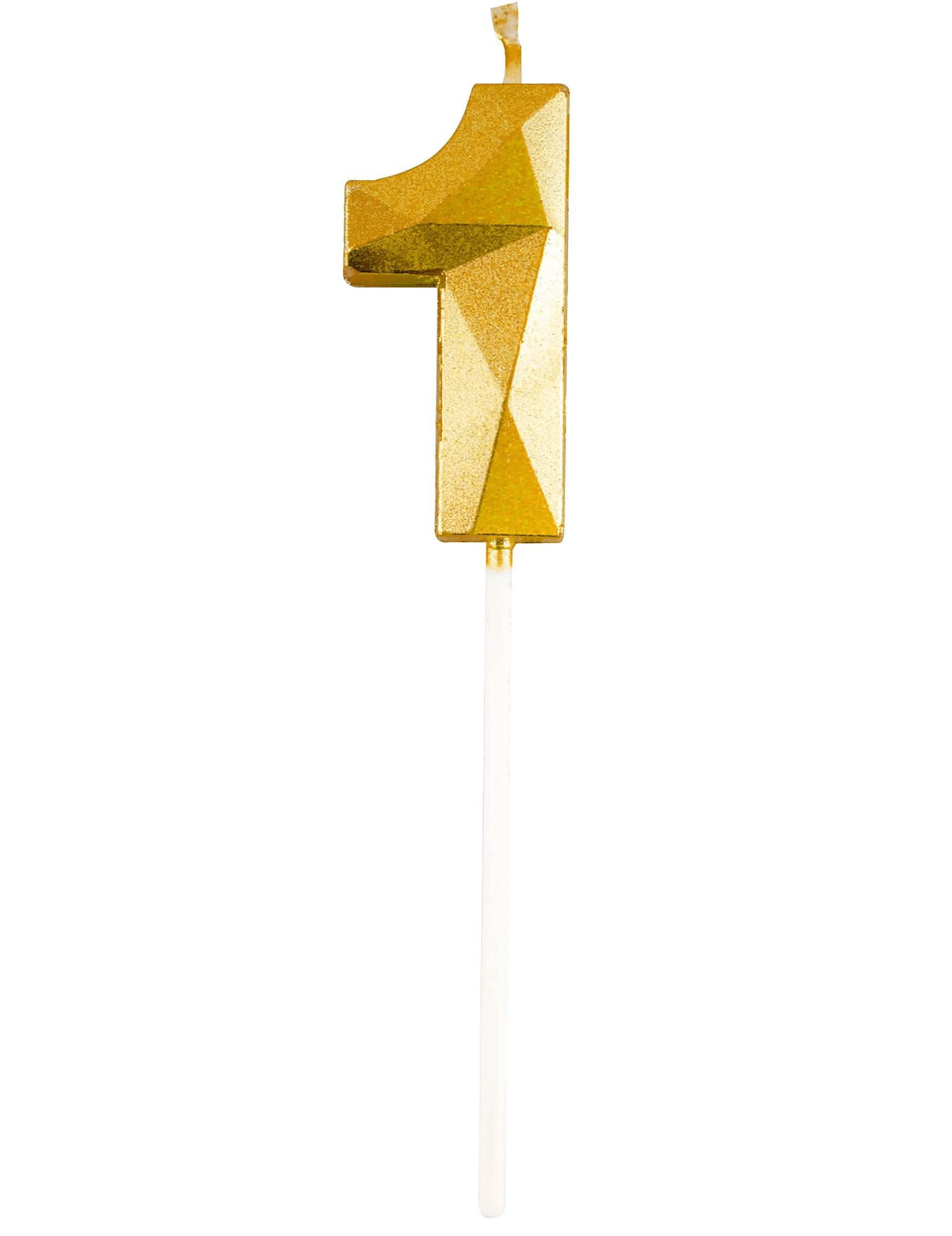 Detalle del número 1 de la vela número efecto diamante para cumpleaños
