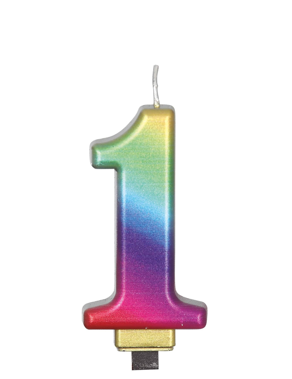 Bougie chiffre multicolore pour anniversaire avec dégradé arc-en-ciel
