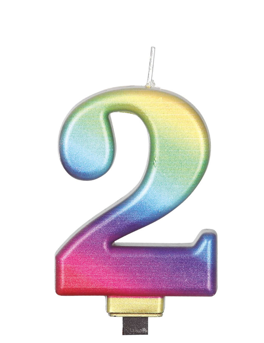 Bougie chiffre 2 pour anniversaire multicolore