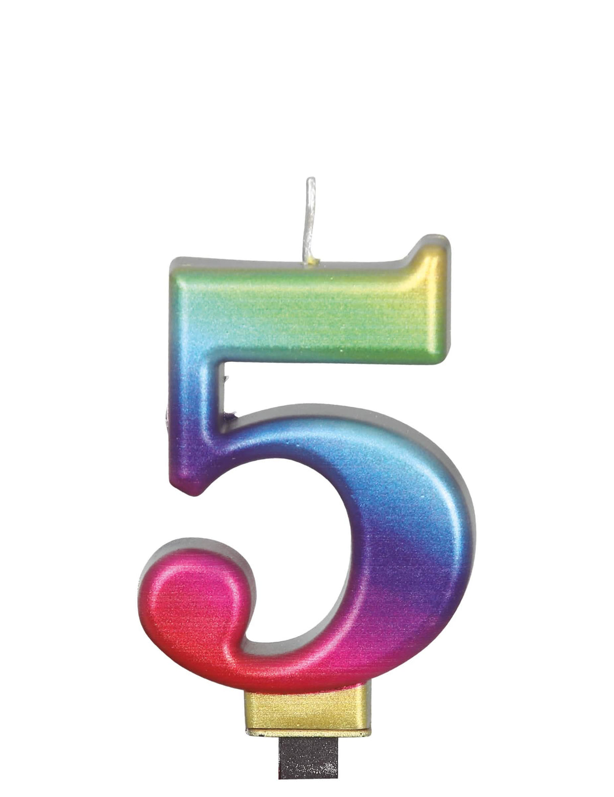 Vue du chiffre 5 de la bougie chiffre pour anniversaire multicolore