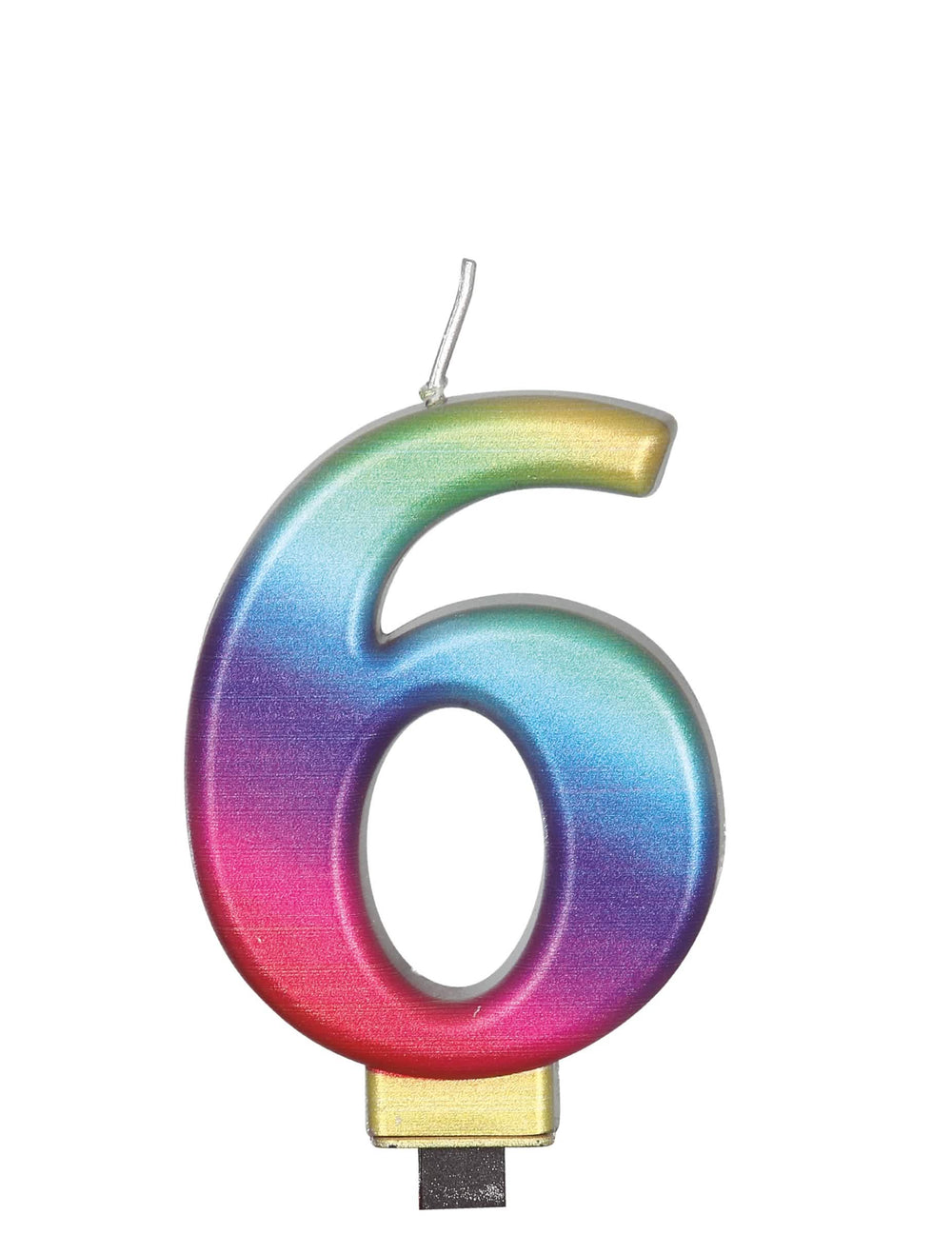Vue du chiffre 6 de la bougie chiffre pour anniversaire multicolore