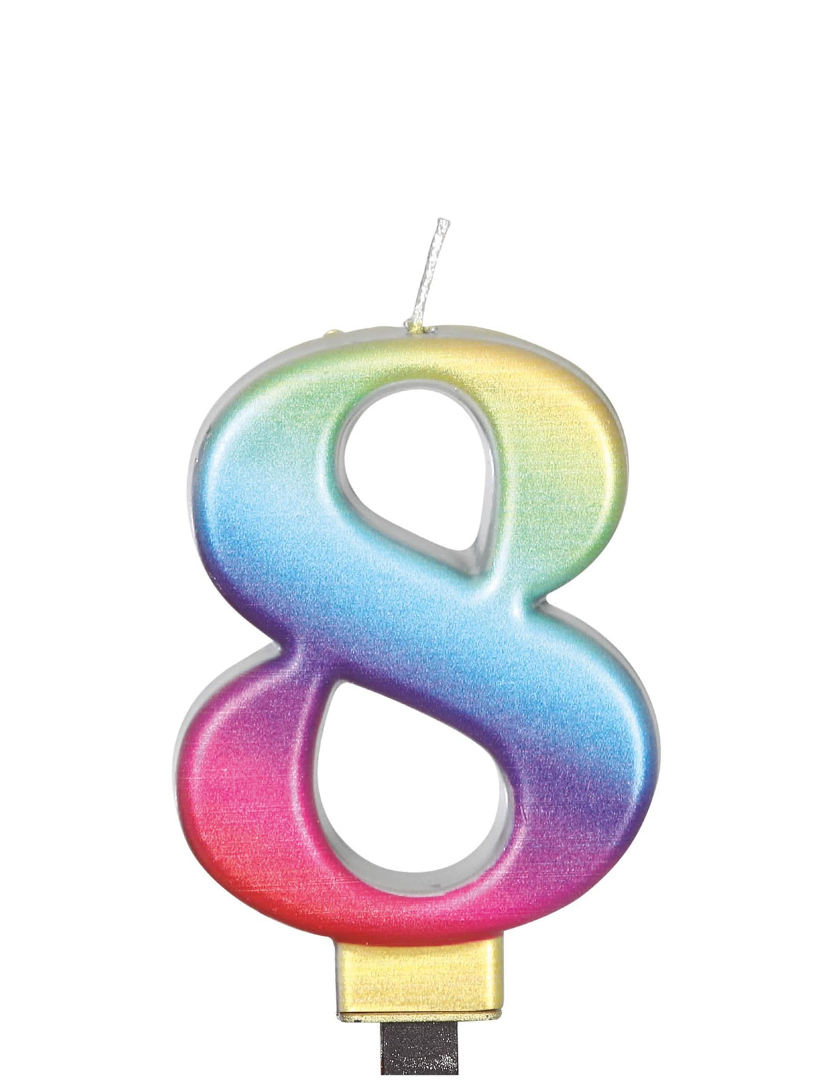 Vue du chiffre 8 de la bougie chiffre pour anniversaire multicolore