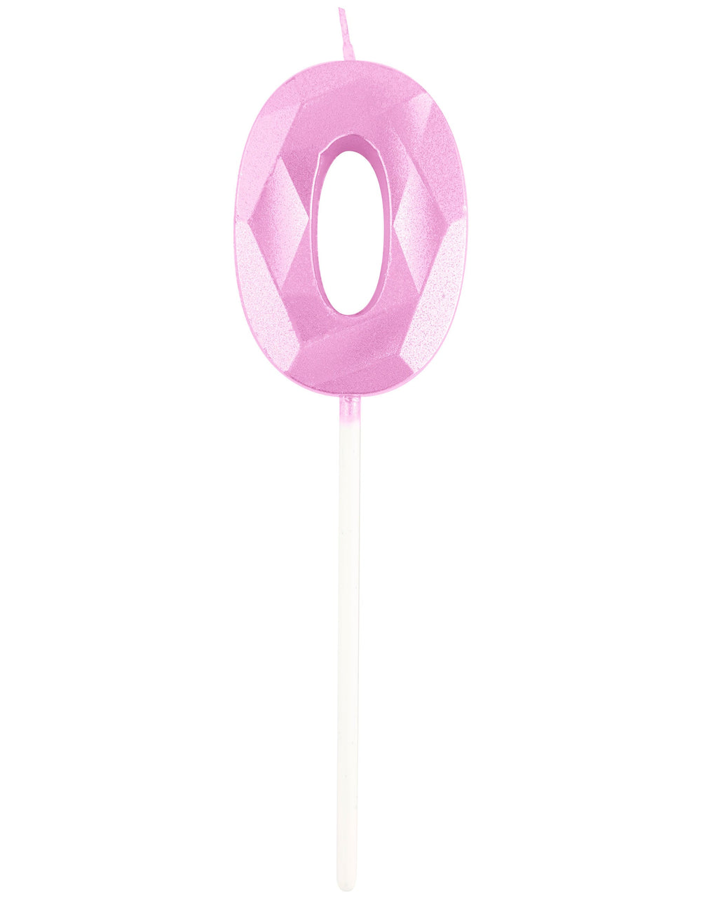 Détail du chiffre 0 de la bougie chiffre pour anniversaire rose pastel effet diamant