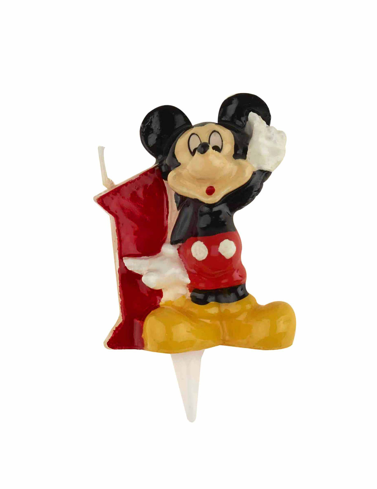 Vela número 1 Mickey para niño rojo y amarillo