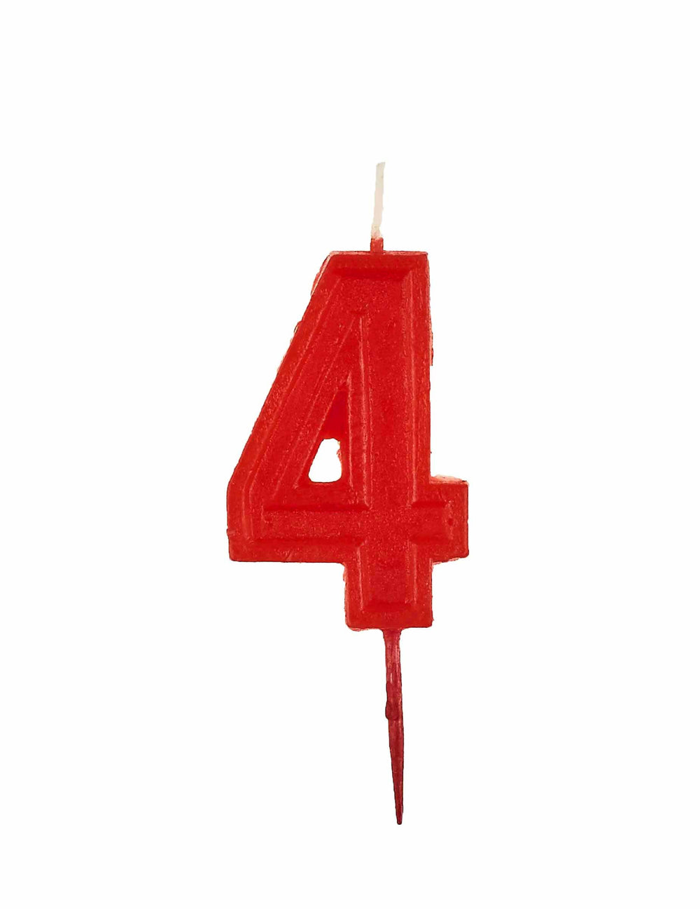 Bougie chiffre 4 d'anniversaire pour gâteau rouge brillante
