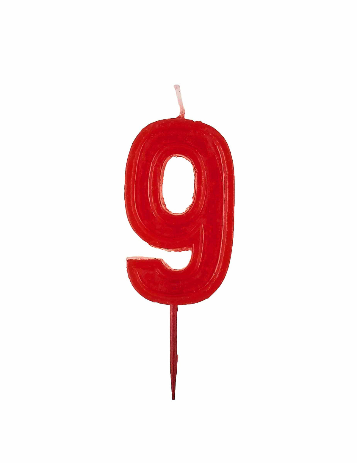 Bougie chiffre 9 pour anniversaire rouge brillante