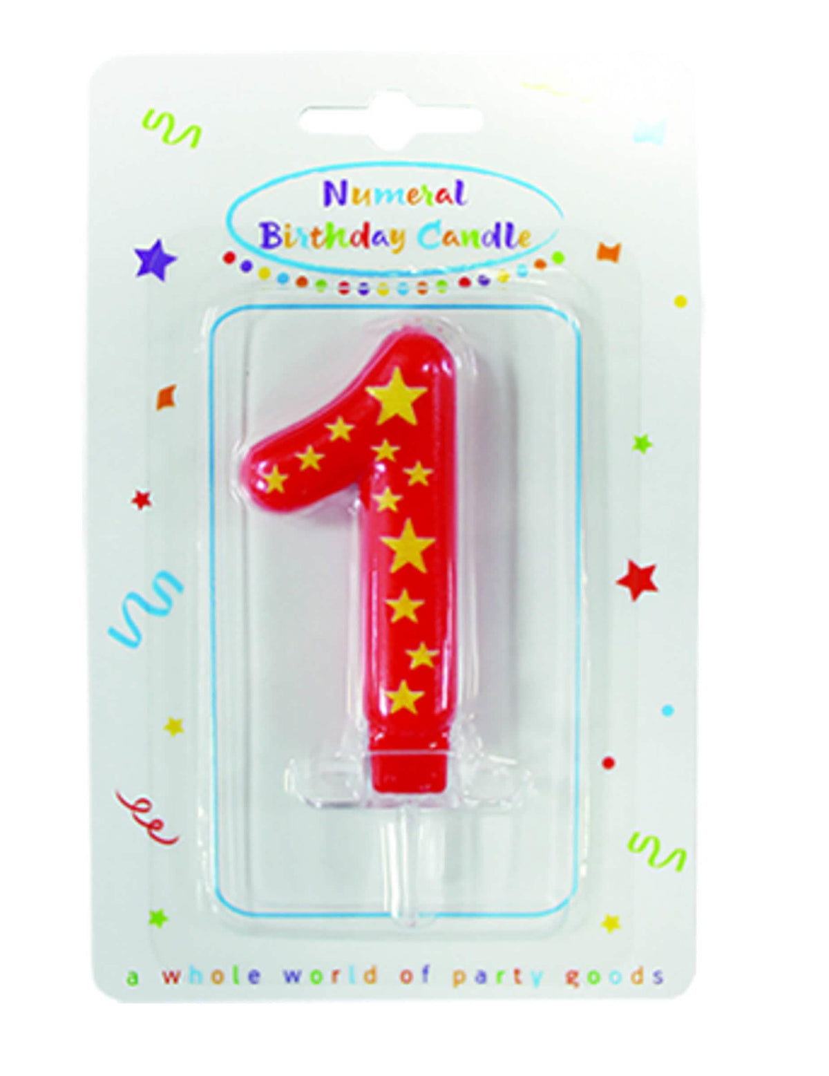 Numéro 1 rouge de la bougie chiffre étoiles pour gâteau d'anniversaire