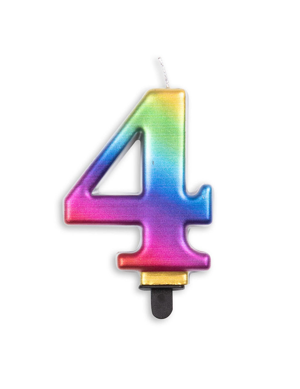 Vue du chiffre 4 de la bougie chiffre pour anniversaire multicolore