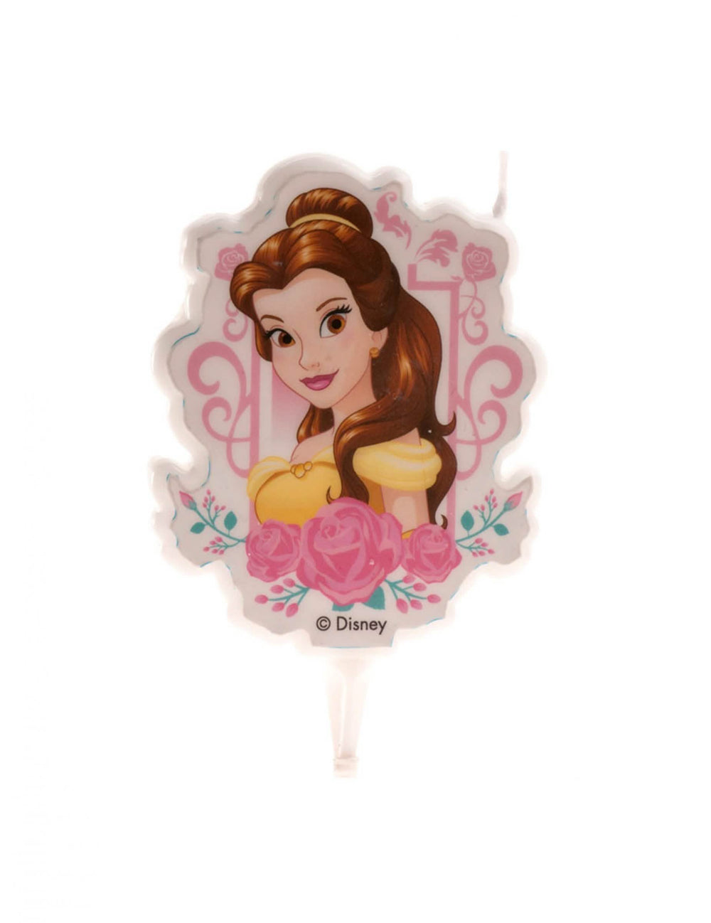 Vela de cumpleaños bella para niño amarillo y rosa con motivos de flores