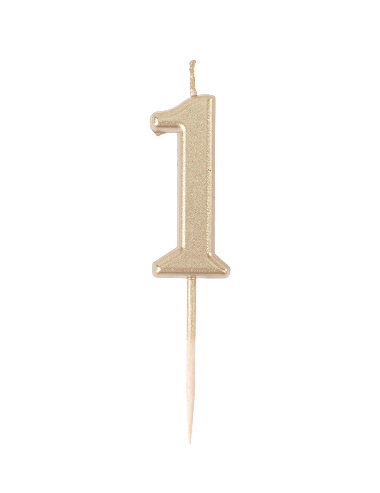 Vela de cumpleaños número 1 dorada metalizada 4,3 cm con pincho