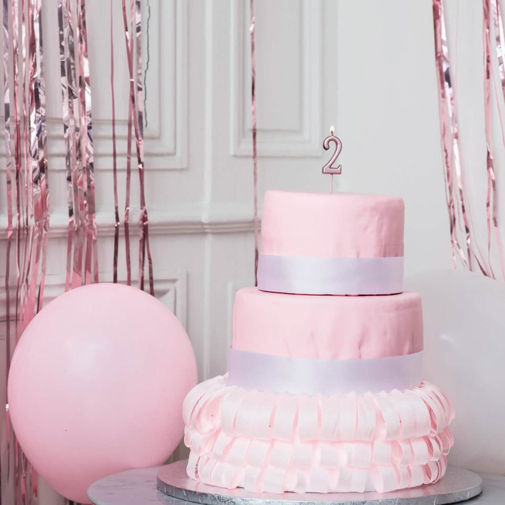 Bougie d'anniversaire chiffre 2 rose gold avec pic
