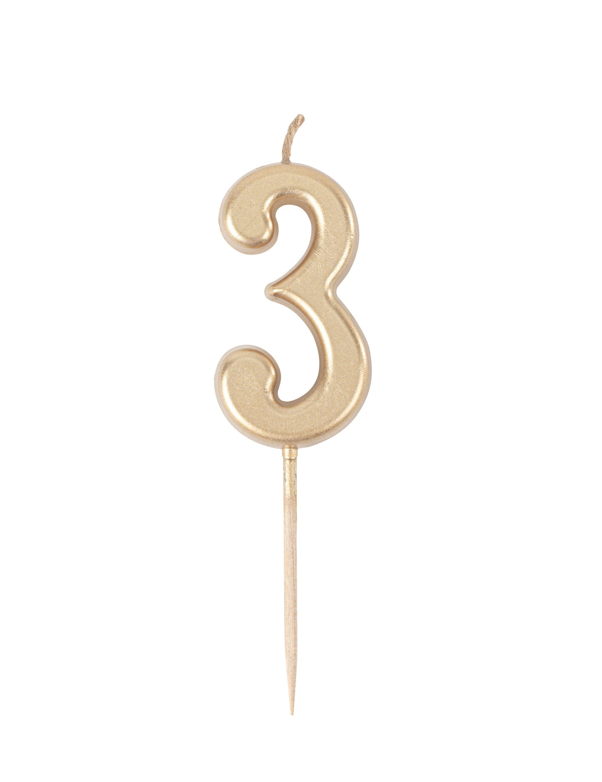 Vela de cumpleaños número 3 dorado metalizado 4,3 cm para pastel