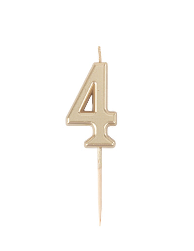 Vela de cumpleaños número 4 dorado metalizado 4,3 cm de cera