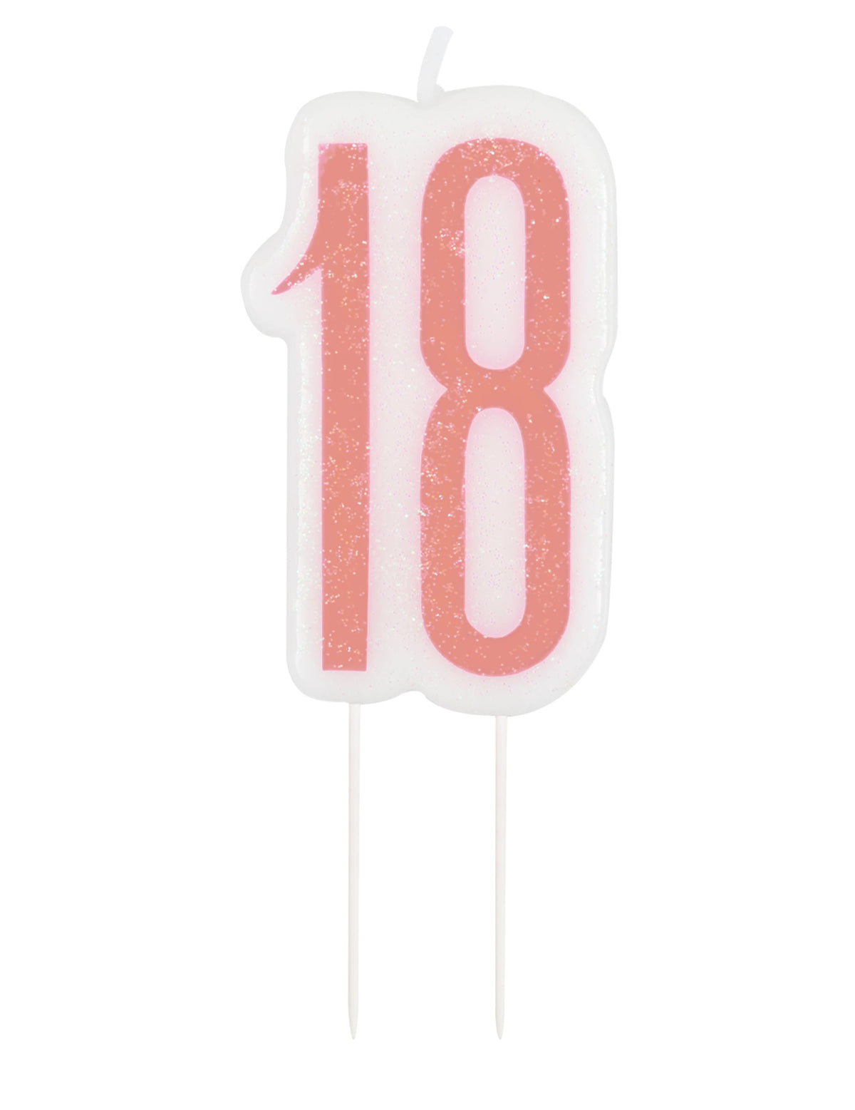 Bougie d'anniversaire sur pic 18 ans pour adulte rose pailleté