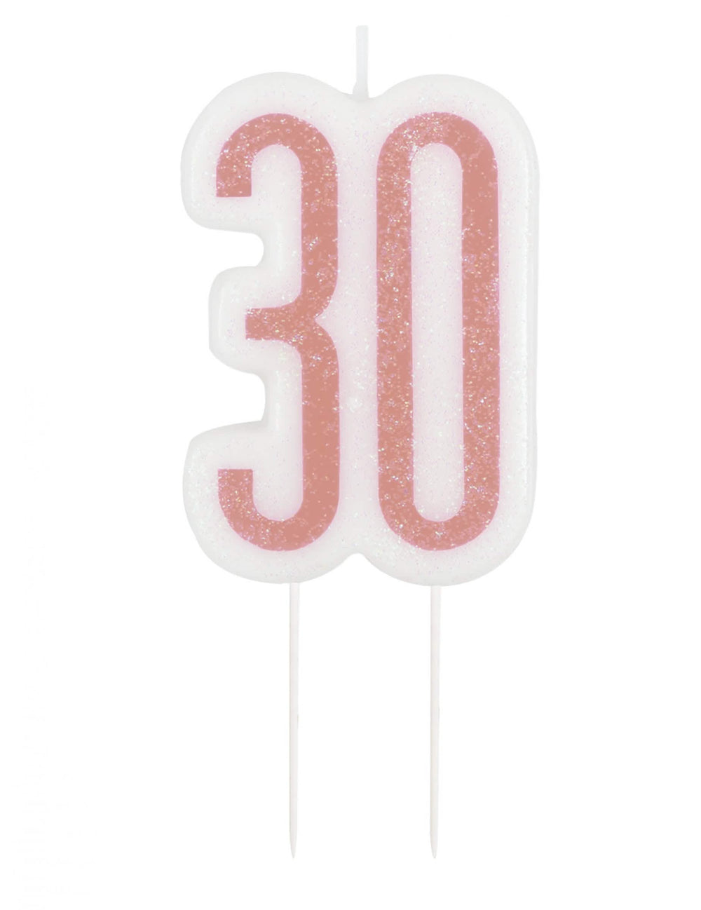 Vela de cumpleaños en pico 30 años rosa con purpurina