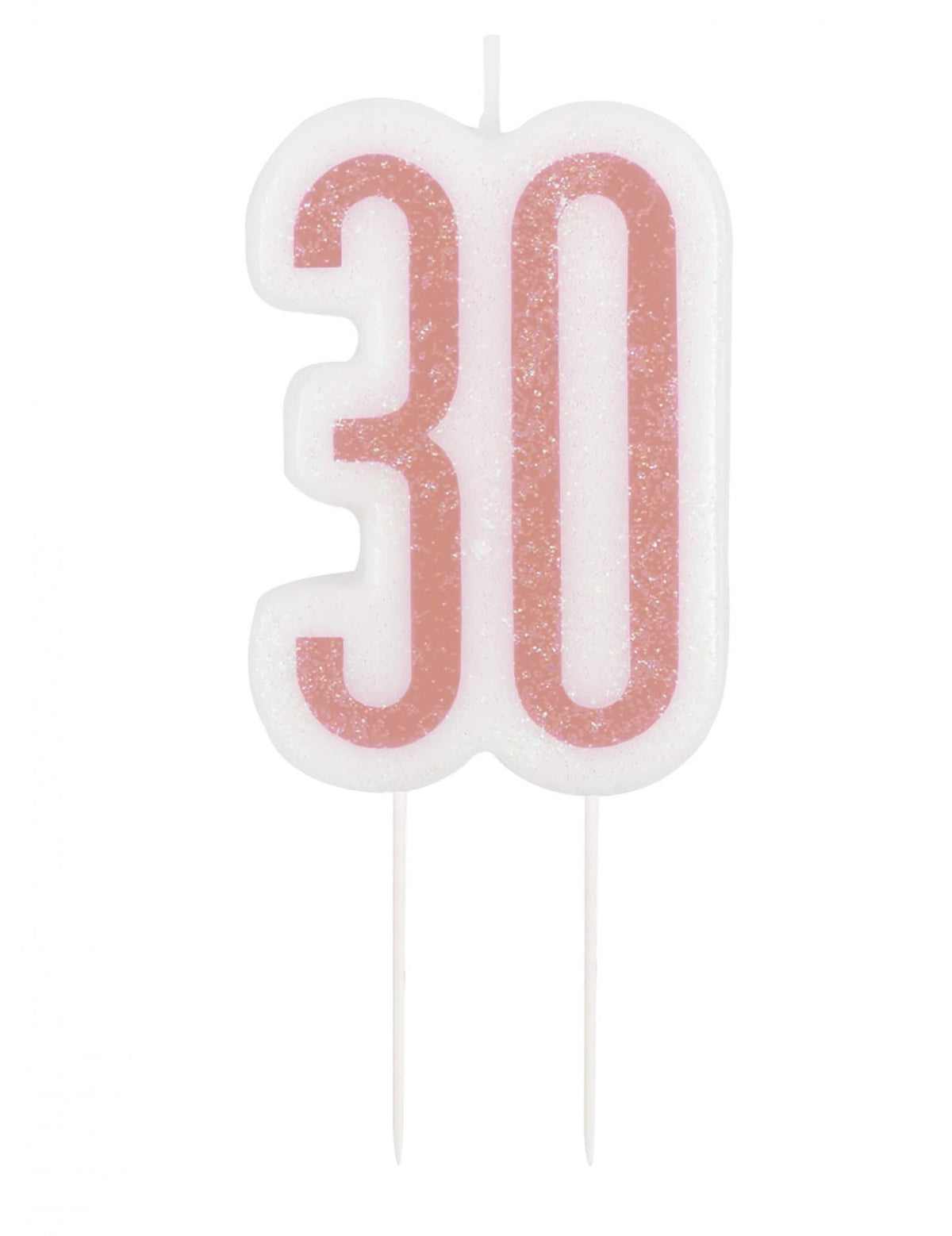Vela de cumpleaños en pico 30 años rosa con purpurina