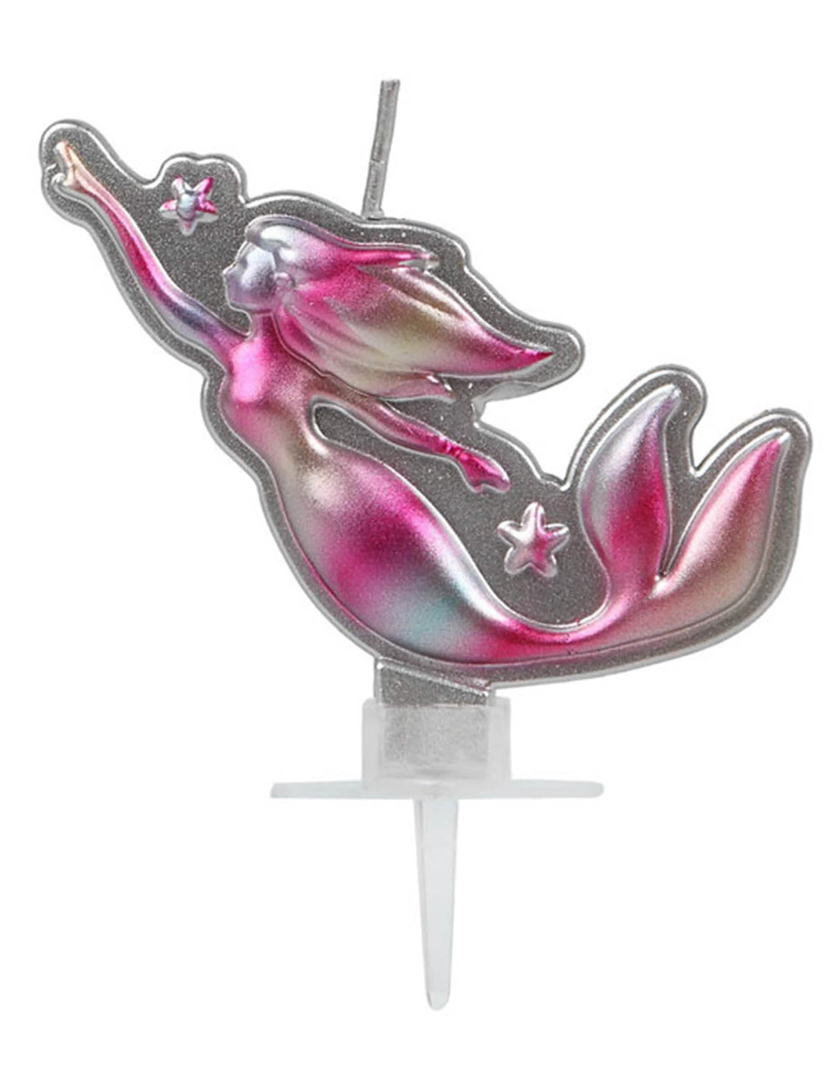 Vela bonita de sirenas para niño rosa y plateado