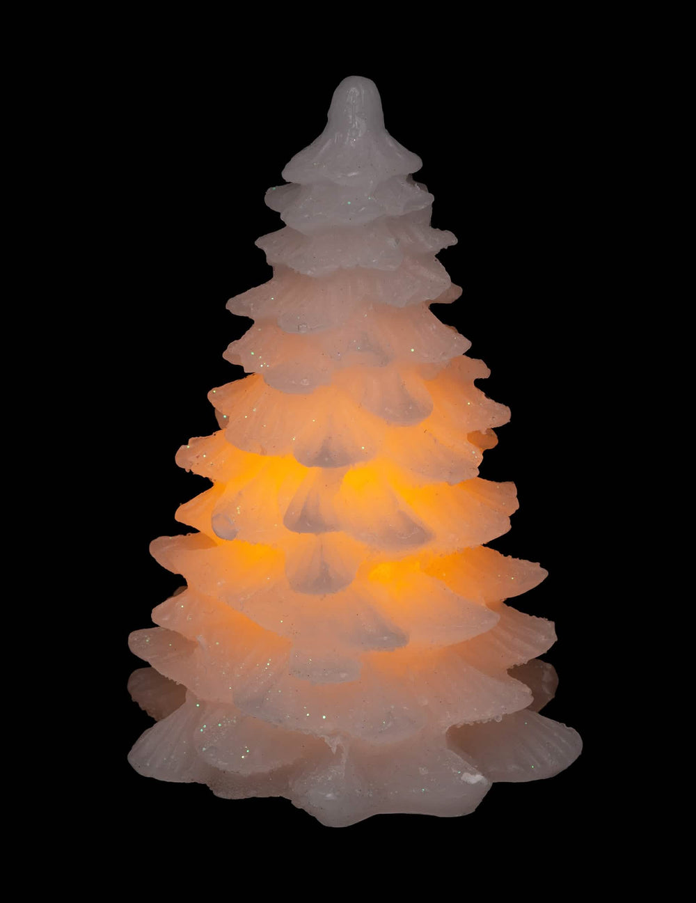 Vue de l'effet lumineux de la bougie lumineuse sapin pour décoration de Noël