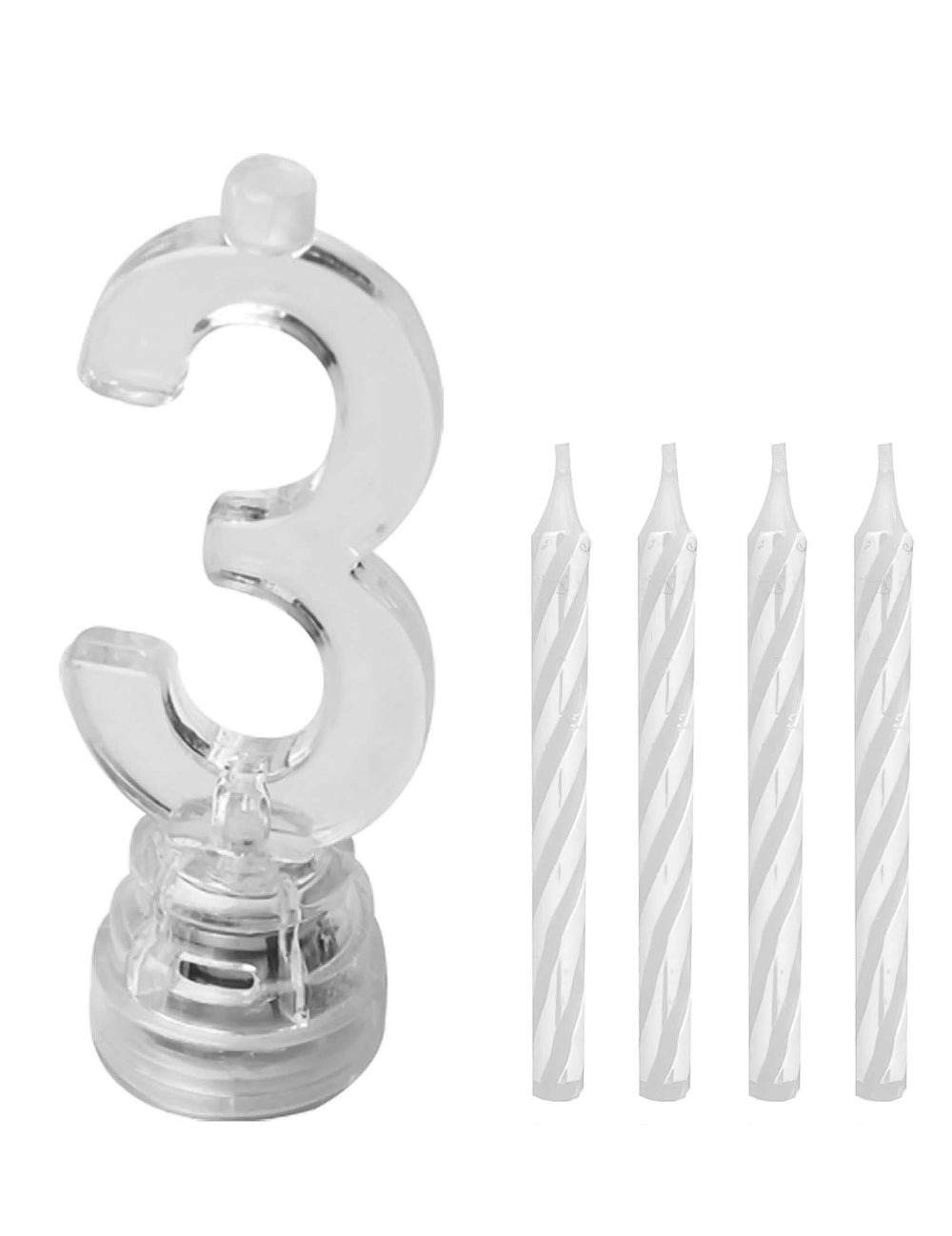 Detalle del soporte y de las velas de la vela luminosa LED número 3
