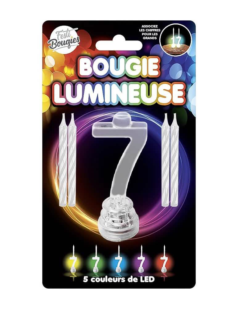 Vela luminosa LED número 7 multicolor