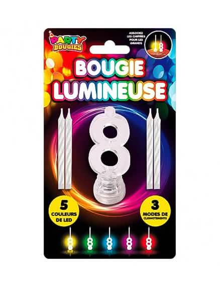Vela luminosa LED número 8 para cumpleaños multicolor de 5 colores cambiantes